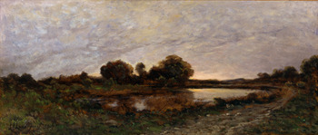 Chemin Creux en bord d'Étang by Henri-Joseph Harpignies (French, 1819 - 1916)