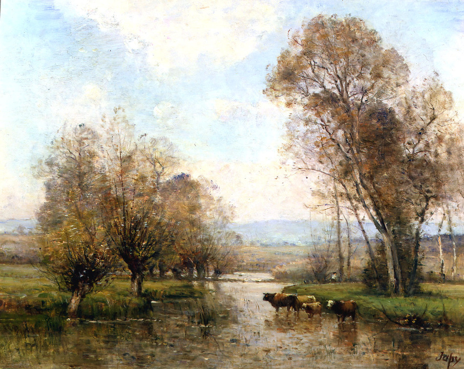 Les Vaches dans la Mare by Louis-Aimé  Japy (French, 1840 - 1916)