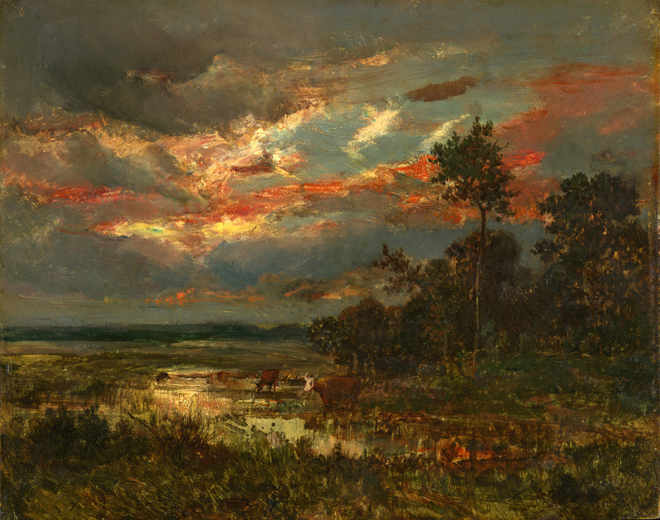 Mare au Crépuscule, c. 1850 by Pierre Étienne Théodore Rousseau (French, 1812 - 1867)