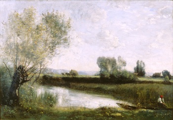 La Pêche et la Fenaison (Environs de Ville d’Avray) La Pêche et la Fenaison (Environs de Ville d’Avray), c. 1865-70 by Jean-Baptiste-Camille Corot (French, 1796 - 1875)