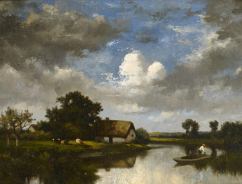 Landscape with figure in a boat Landscape with figure in a boat by Jules Dupré (French, 1811 - 1869)