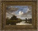 Landscape with figure in a boat by Jules Dupré (French, 1811 - 1869)