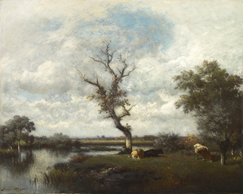 River, pastures near the Oise (Une Rivière - Pâturages près de l’Oise) River, pastures near the Oise (Une Rivière - Pâturages près de l’Oise) by Jules Dupré (French, 1811 - 1869)
