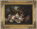 Flowers in a woodland glade by Narcisse Virgile Diaz de la Pena (French, 1807 - 1876)