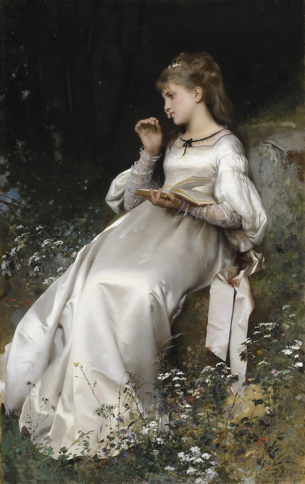 Jeune fille lisant une letter, 1877 by Léon Jean Basile Perrault (French, 1832 - 1908)