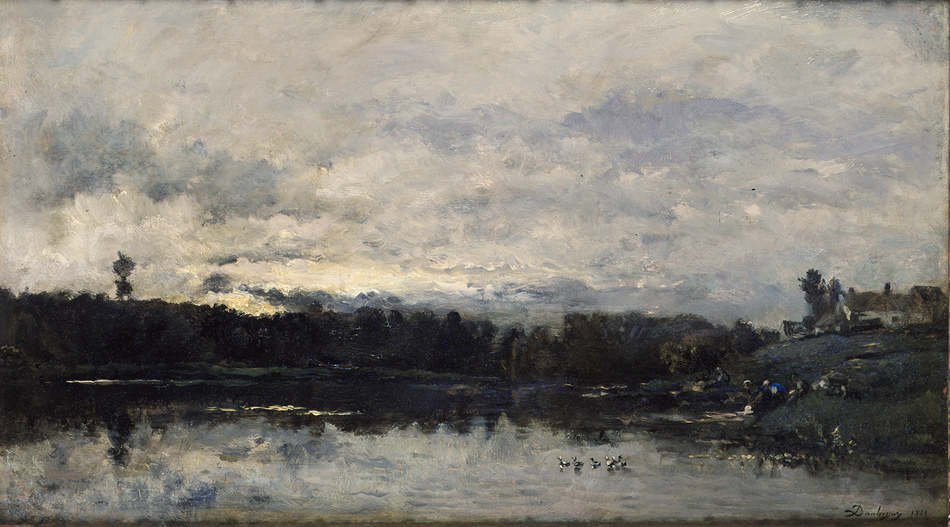 La Vandieres et Canards, Porte-Joie, Soleil Couchant, 1871 by Charles François Daubigny (French, 1817 - 1878)