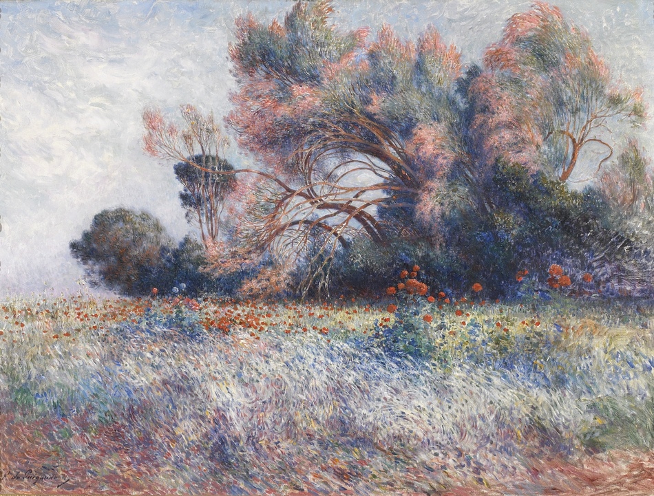 Tamaris et Champs de Coquelicots, c. 1915 by Ferdinand Loyen du Puigaudeau (French, 1864 - 1930)